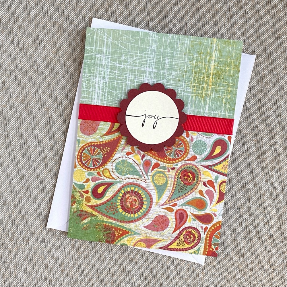 4/$20- Handmade “Joy” Greeting Card